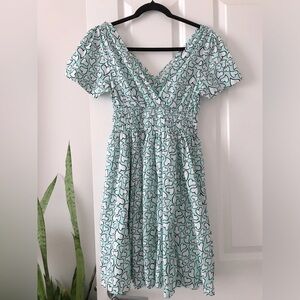 Derek Heart Heart-Print Wrap Midi Dress
